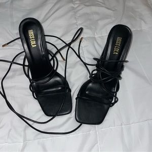black lace up heels